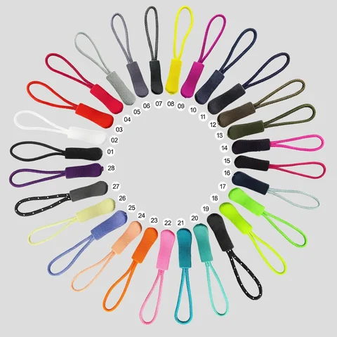 10pcs Colorful Zipper Puller Cord Zip Puller Replacement Ends Lock Zips Travel Bags Clip Buckle Sport Garment Parts