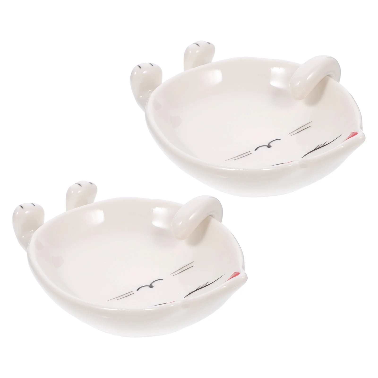 

2Pcs Ceramic Spoon Holder Cute Cartoon Design Multifunctional Pot Lid Rack Ladle Spoon Stand Ceramic Pot Lid Holder