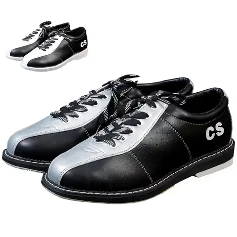 2025 Men PU Leather Bowling Shoes Breathable Skidproof Sneakers Lace-up Bowling Boots Lace Up Training Sneakers Plus Size 47 46