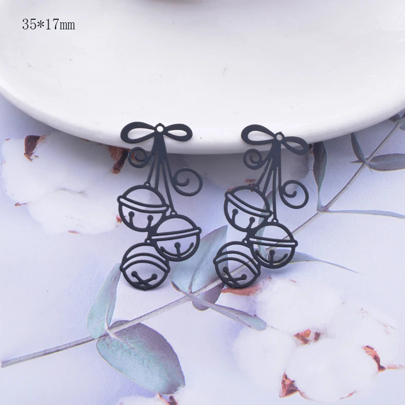 6pcs Brass Christmas Charms Bell  Noel Tree Pendant  DIY Accessories Handmade Jewelry Making image 5
