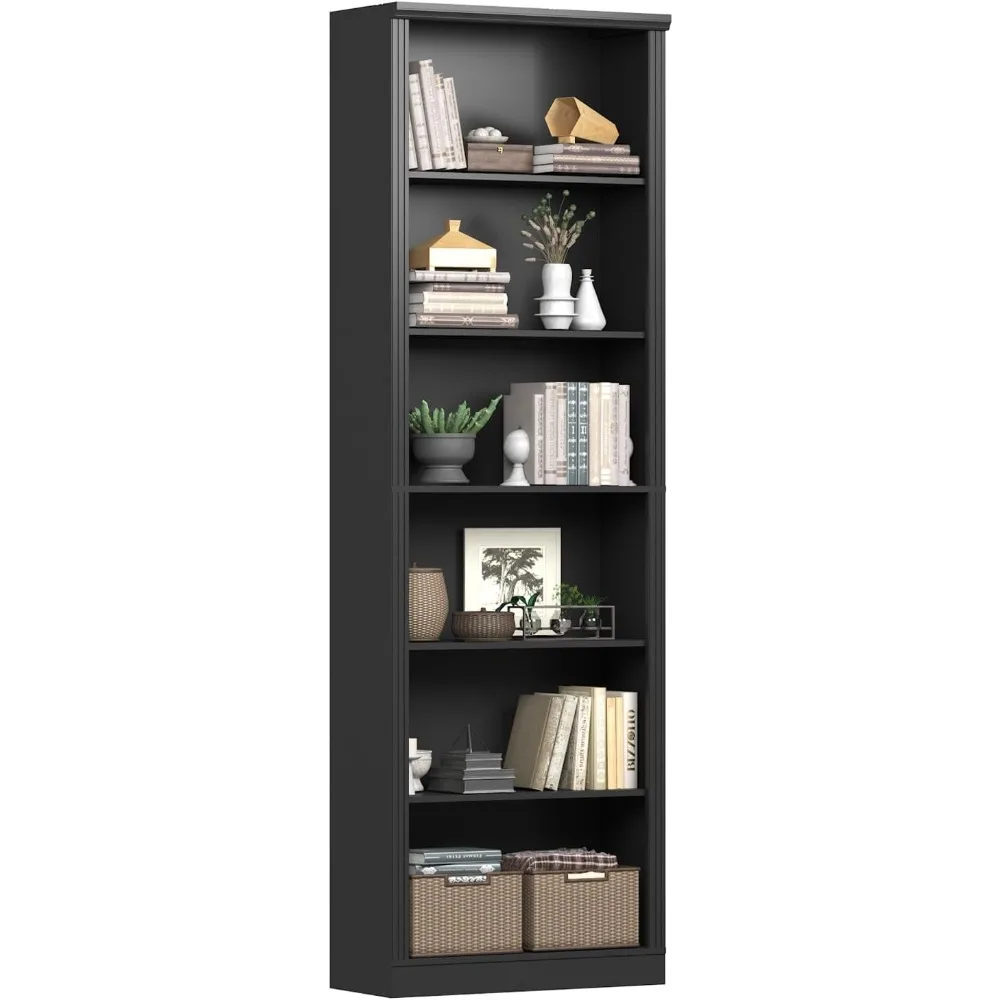

75" Tall Bookshelf & Bookcase, 6-Tier Adjustable Storage Shelves, Book Shelf with Anti-Tipping Device, Modern Floor-Standing Org