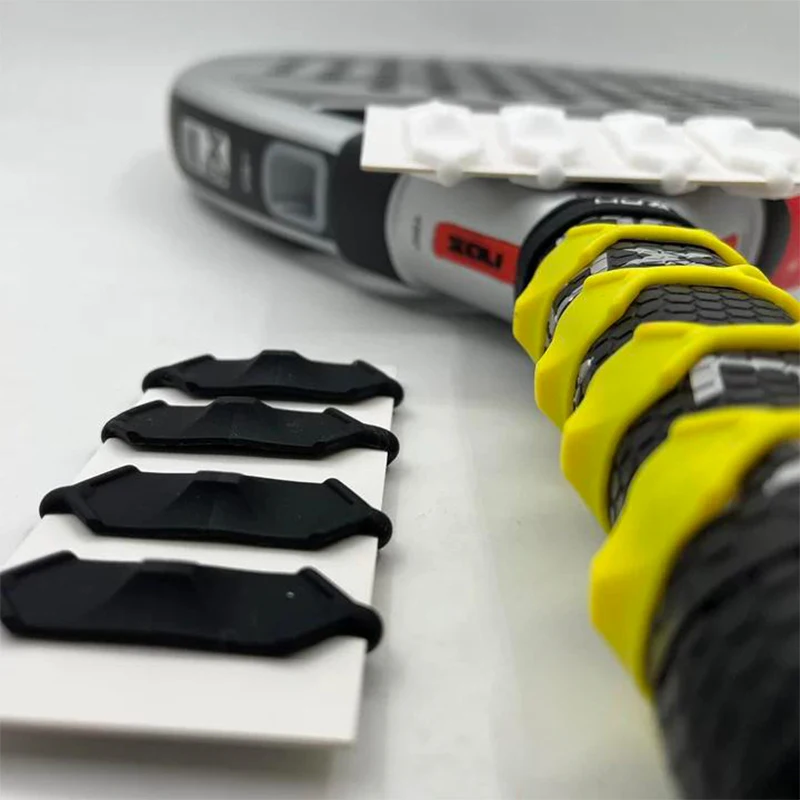 Tennisschläger-Griffverbesserungsringe, 4 Farben, Erhöhen die Reibung und Reduzieren Vibrationen, Silikonmaterial, 4er-Pack, Padel-Zubehör G – Detail 4