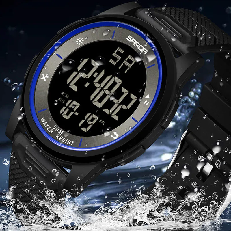 Fashion Sanda Men New Top Brand Sports Watches Male 50m Waterproof Alarm Clock Easy To Read Led Electronic Relogio Masculino