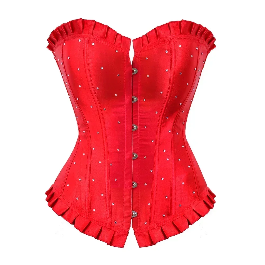 Women Corsets Rhinestones Corset Burlesque Bustier Gothic Sparkly Corsage Carnival Costumes Graduation Party Outfit Plus Size