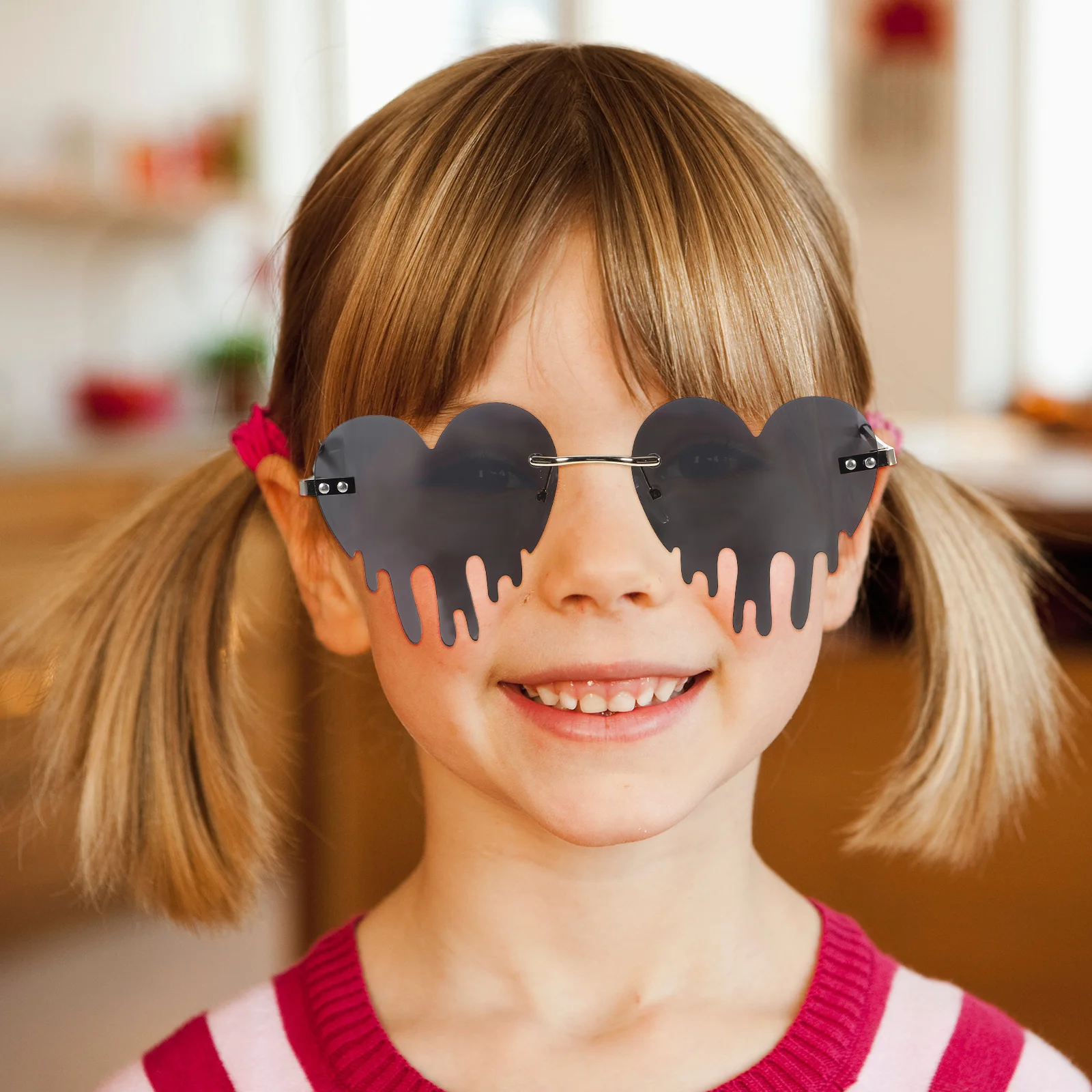 

Heart Sunglasses Dripping Heart Shaped Rimless Frameless Lightweight Glasses Comfortable Party Sunglasses for Women Teens