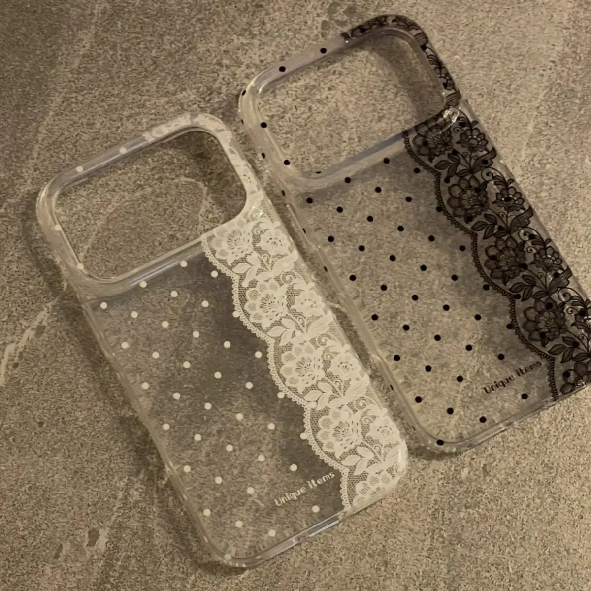 Black white Polka Dot Lace Pattern Phone Case For iPhone 17 16 15 14 13 12 11 Pro Max XR XS MAX 7 8 PLUS Y2K Transparent Cover