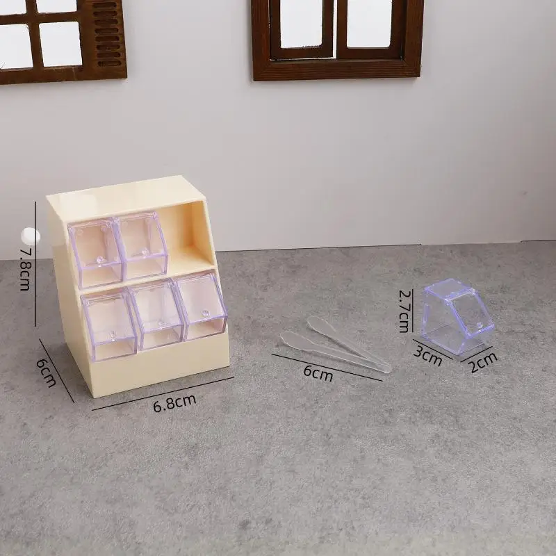 Dollhouse Miniature Candy Rack with Drawer Display Cabinet 1/12 Model