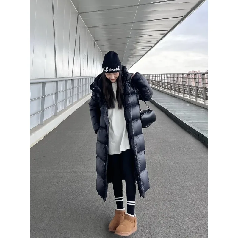 2023 New Black Down Jacket Male Female Couple style Winter Medium Length Over Knee Extremely Cold Super Thick High-quality Coat