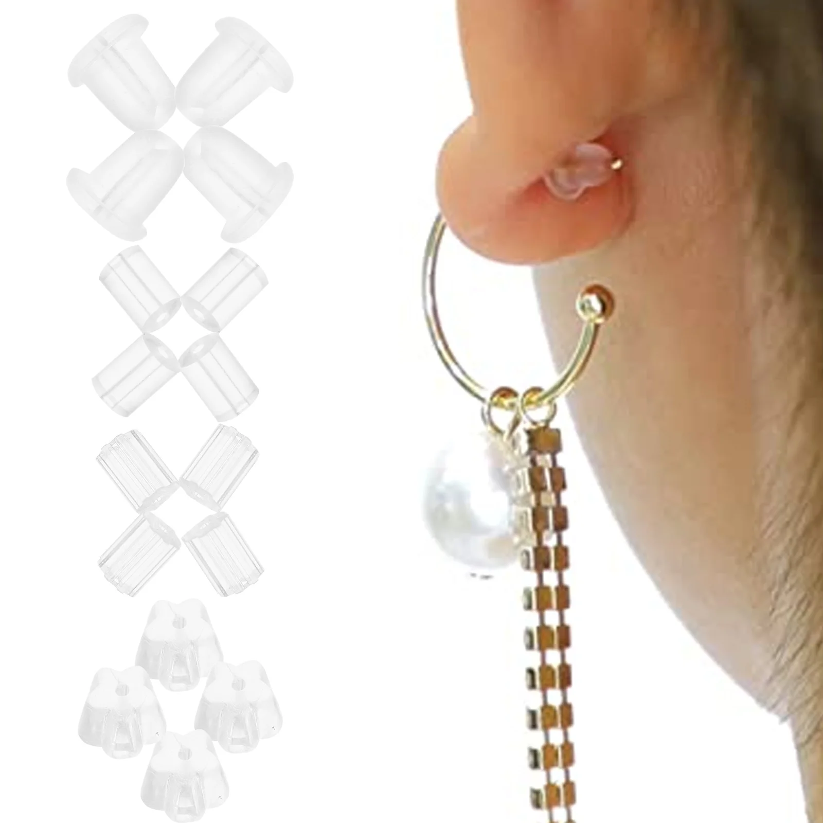 

2000pcs Backs Silicone Alloy Hypoallergenic Earring Backings Large Locking Backs For Heavy Studs Earring Parts Accessories Ear