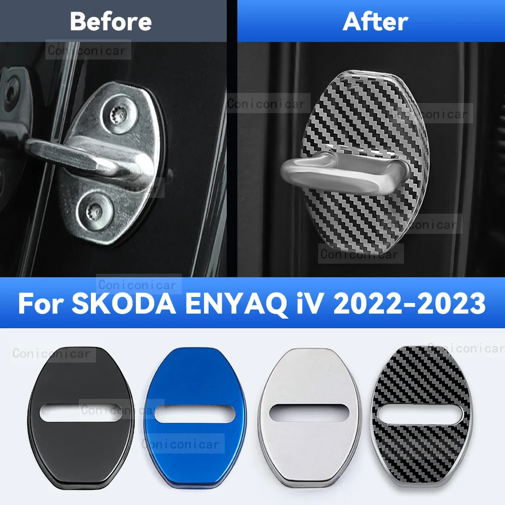

Car Door Lock Protector Cover Stainless Steel For SKODA ENYAQ IV 2022 2023 Protect Buckle Anti-rust Decoration Accessories