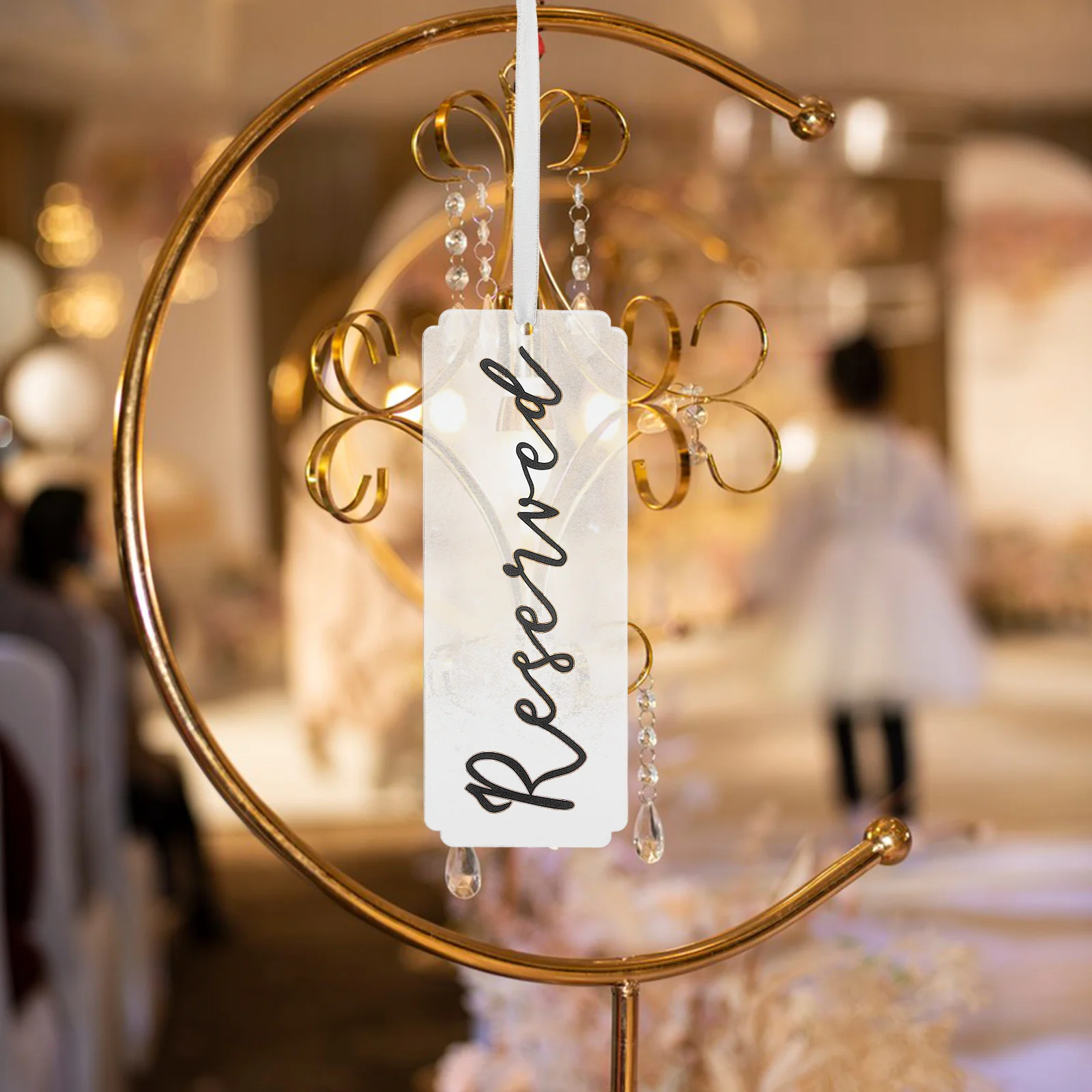 

6Pcs Acrylic Reserved Table Signs Hanging Tags Reserved Seat Markers for Wedding Chairs Restaurants Office Events