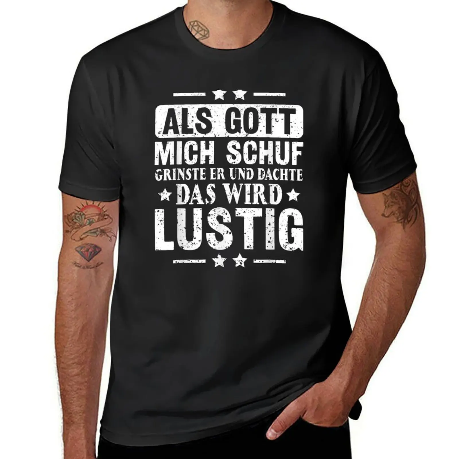 Er Grinste und Dachte Das Wird Lustig Als Gott Mich Schuf T-Shirt quick drying hippie clothes tops workout shirts for men