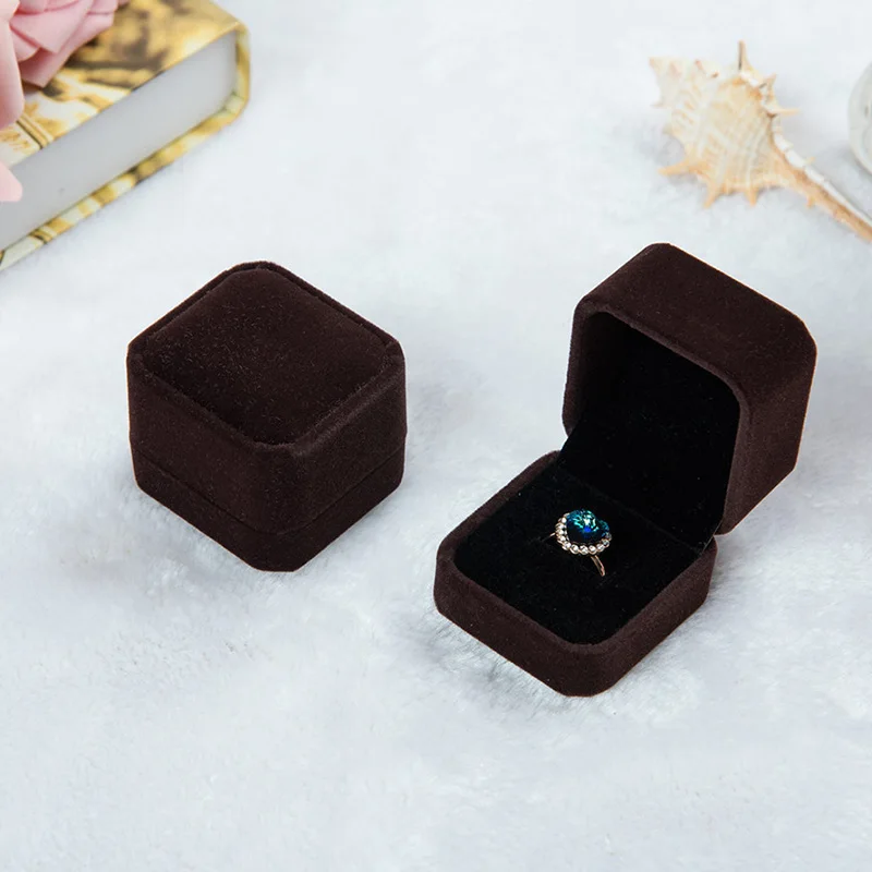 Caja de terciopelo cuadrada de 5cm, caja de anillo para boda, propuesta de joyería, accesorios de joyería, caja de regalos para el Día de San Valentín, 1 ud.