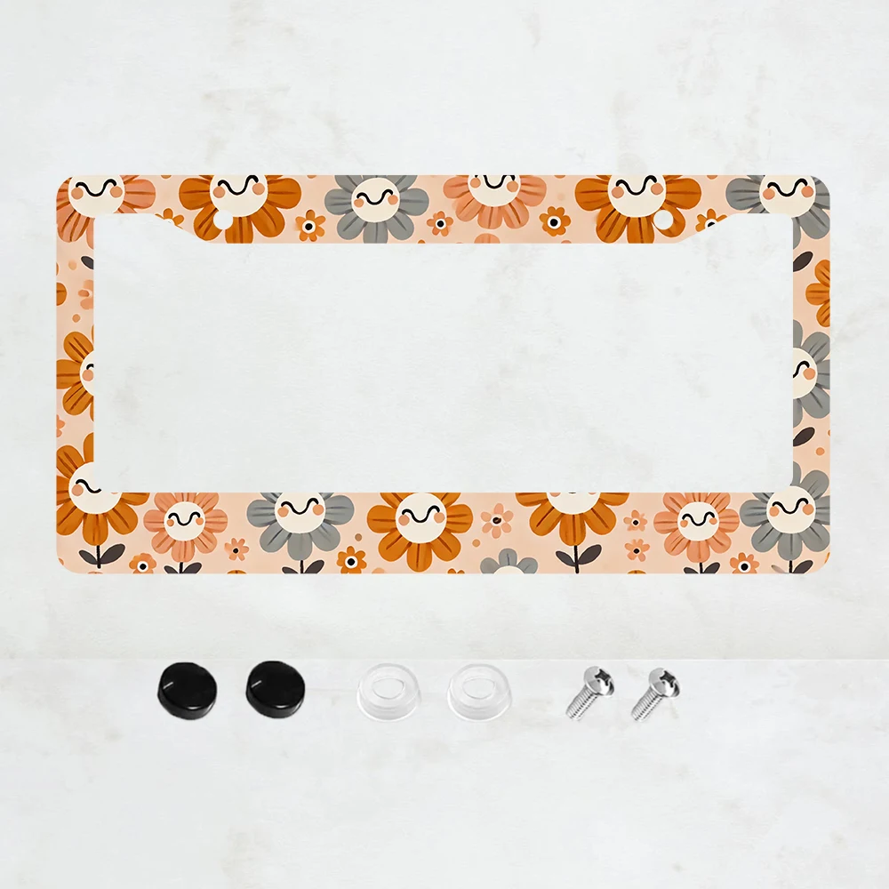 

1 шт. Ретро-рамка для номерного знака в виде подсолнуха, алюминиевая, с декоративными цветами, с винтовыми заглушками