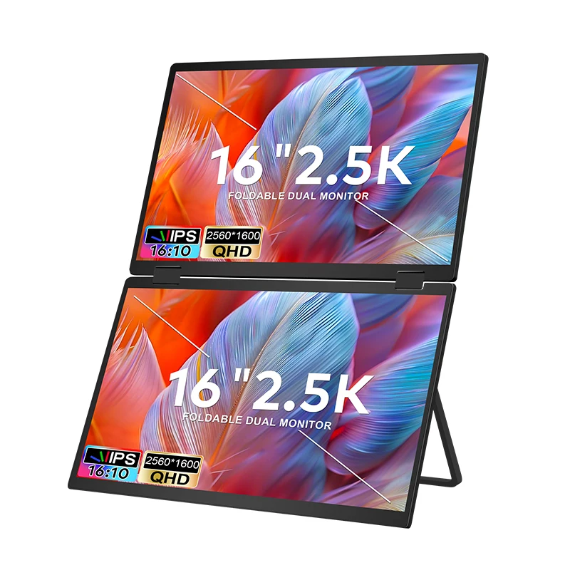 

16-дюймовый портативный монитор с низким минимальным уровнем заказа и двойным удлинителем экрана ноутбука 2,5K QHD, тройной монитор SRGB, 100% разделенный монитор для путешествий