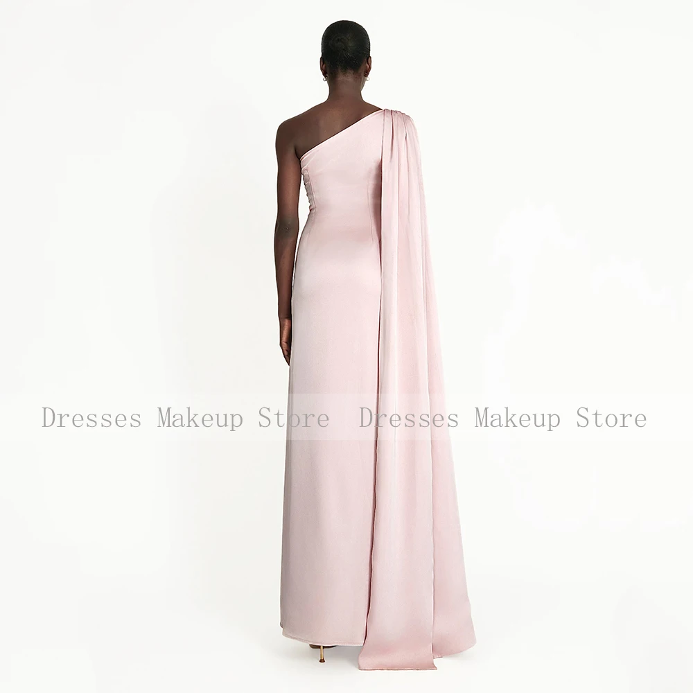 ชุดราตรีผู้หญิงปี 2025 แบบยาว ไหล่เดียว แขนคลุมทรงเมอร์เมด สำหรับงานแต่งงาน แขกในงานแต่งงาน ผ้าซาตินจีบระบาย เรียบหรู สำหรับงานเลี้ยงอย่างเป็นทางการ