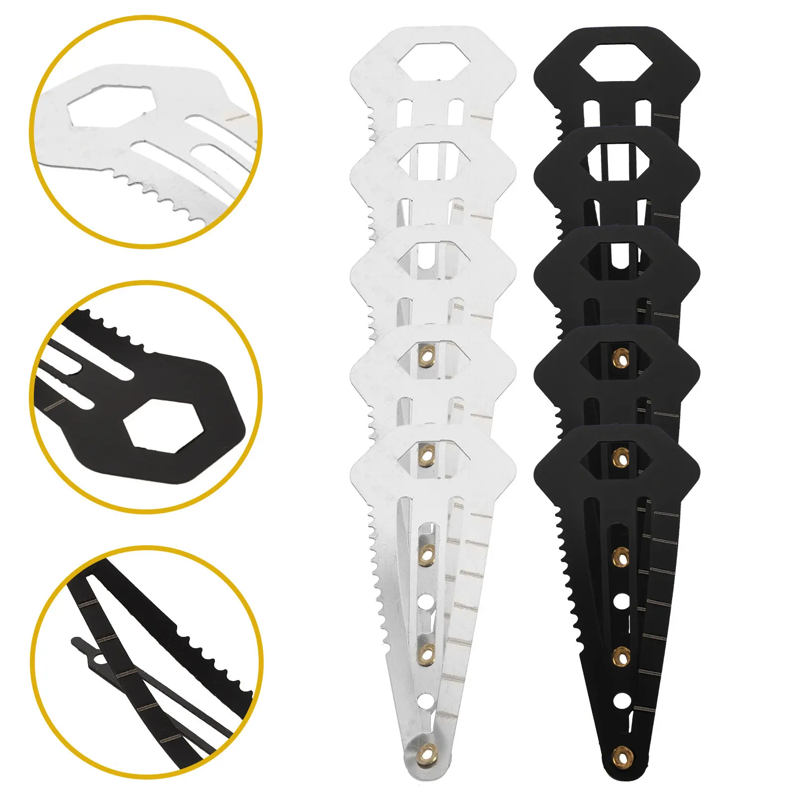 

10 шт. многофункциональных заколок для волос из нержавеющей стали, серебристо-черные, для женщин, для походов, кемпинга, выживания, подарок