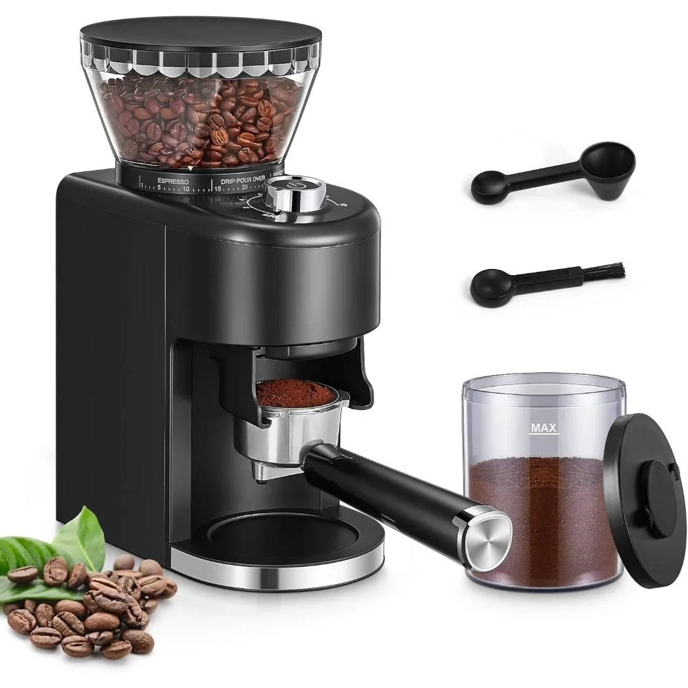 Coffee Grinder, Anti-static Conical Burr Coffee Grinder W/ 35 Precise Grind Setting, 2-12 Cup Select Timer, Coffee Bean Grinder