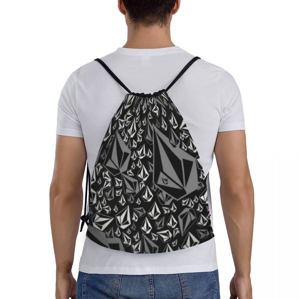 Custom Volcoms Surfboard Stone Pattern Drawstring Bags para Mulheres e Homens, Compras Yoga Mochilas, Sports Gym Sackpack