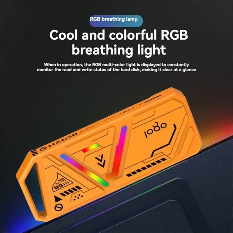 Obudowa na dysk SSD ABZZ-M2, przenośna, USB3.1 Type-C, RGB, M.2 NGFF/NVME, obudowa dysku twardego 10 Gbps do komputera — zdjęcie produktu 4