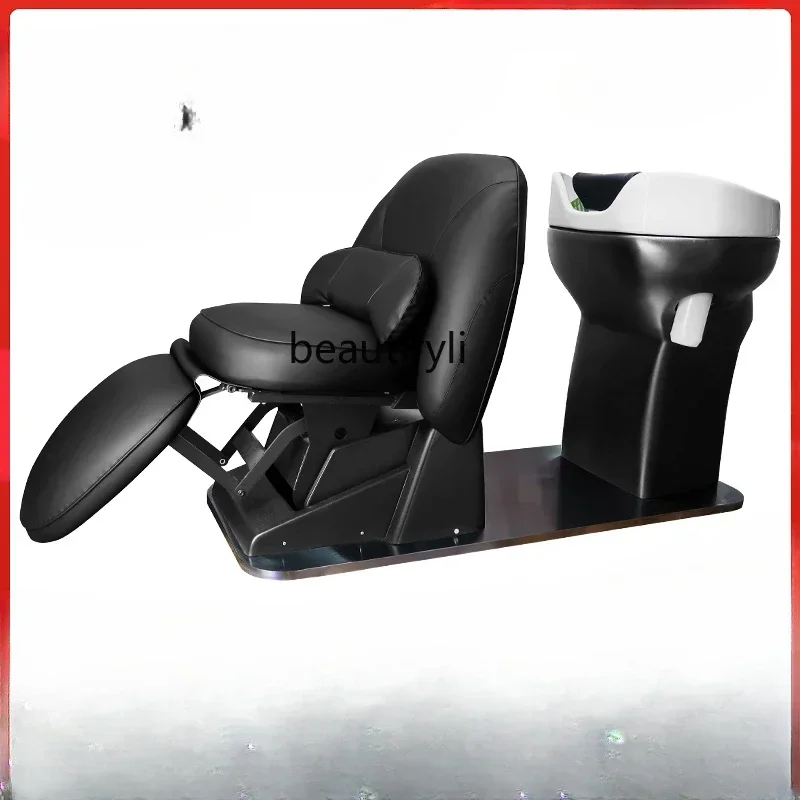 

xz1Electric down Lifting Shampoo Chair Hair Salon Hair Saloon Dedicated Half Lying Ceramic Deep Basin