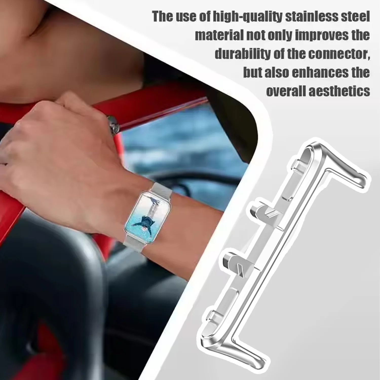 삼성 갤럭시 핏 3 시계 밴드용 20mm 스테인리스 스틸 메탈 커넥터 퀵 릴리즈 어댑터 클라스프