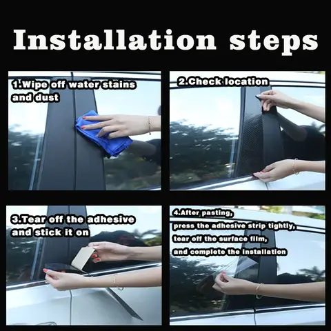 8PCS Black Polished Pillar Posts Car Window Trim Cover BC Column Sticker Chromium Styling Fit For Nissan Kicks 2016 - 2022 8 best sales nissan kicks 2022 - №8