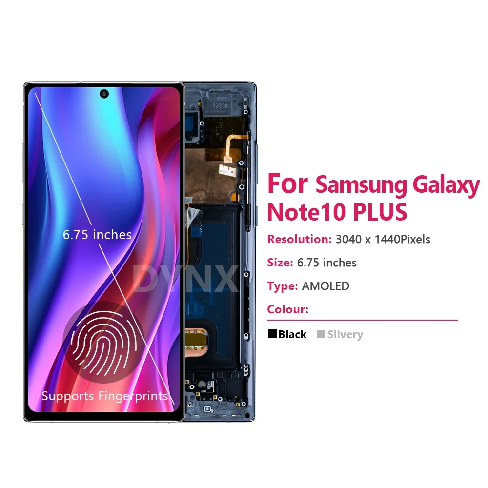 AMOLED Note 10 Plus Screen for Samsung Galaxy Note10+ N975F Lcd Display Touch Screen with Frame Support S Pen Fingerprints