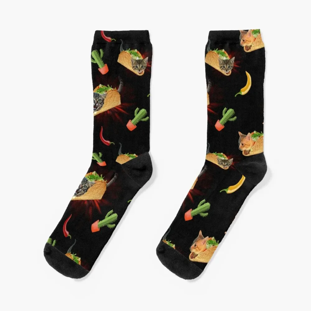 

Exploding Taco Cats Socks essential colored Luxury Woman Socks Men's