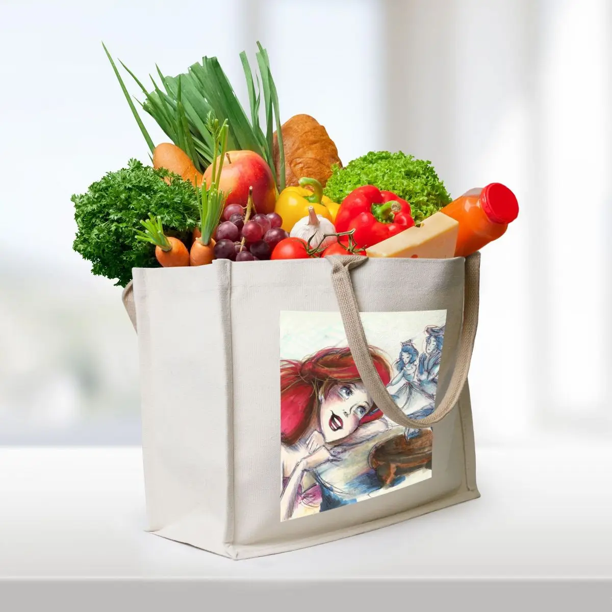 Mermaid singing Tote Bag tote bag canvas cute pouch bag Cloth bags