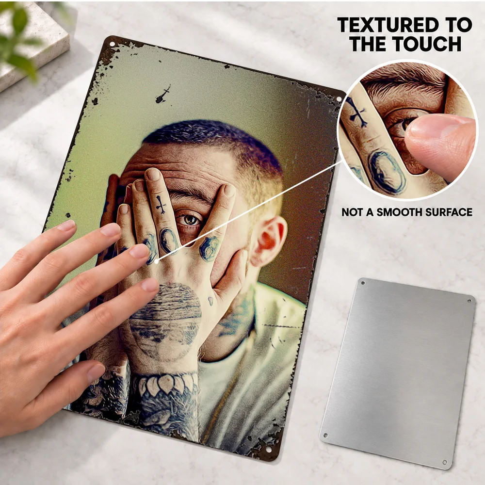 Mac Miller Printed Poster Customized Aluminum Metal Sign Monochrome Photography Wall Art For Living Room Music Enthusiast Gift