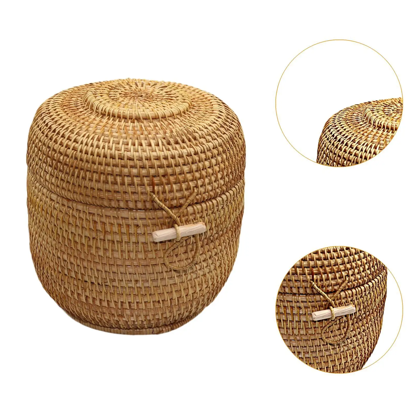 Woven Tea Box with Cover Hand Woven Serving Bowl Basket for Tea Candy Coffee