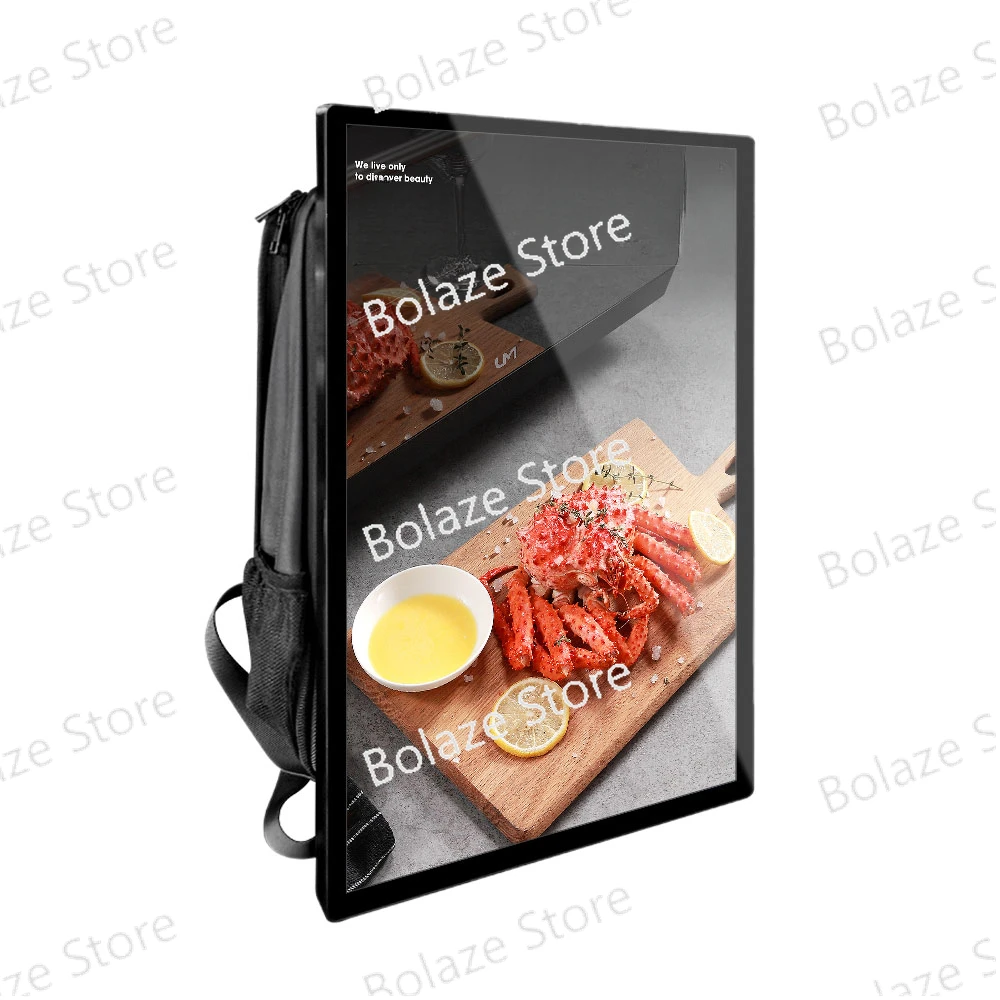 

21.5 inch mobile digital screen advertising player displays LCD walking backpack billboards with batteries.