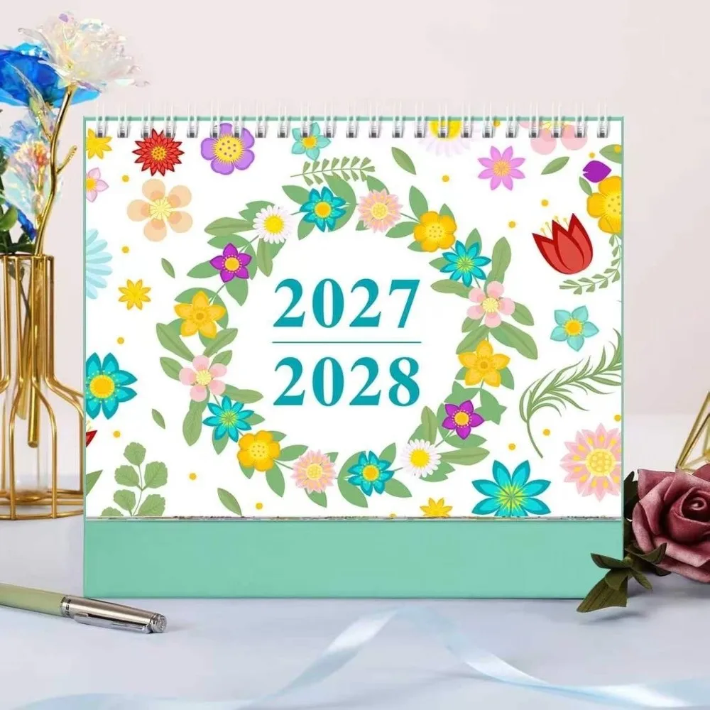 New Plant Desk Calendar Small January 2027-June 2028 2027 Desktop Planner Standing Flip Office Supplies Monthly Agenda Calendar