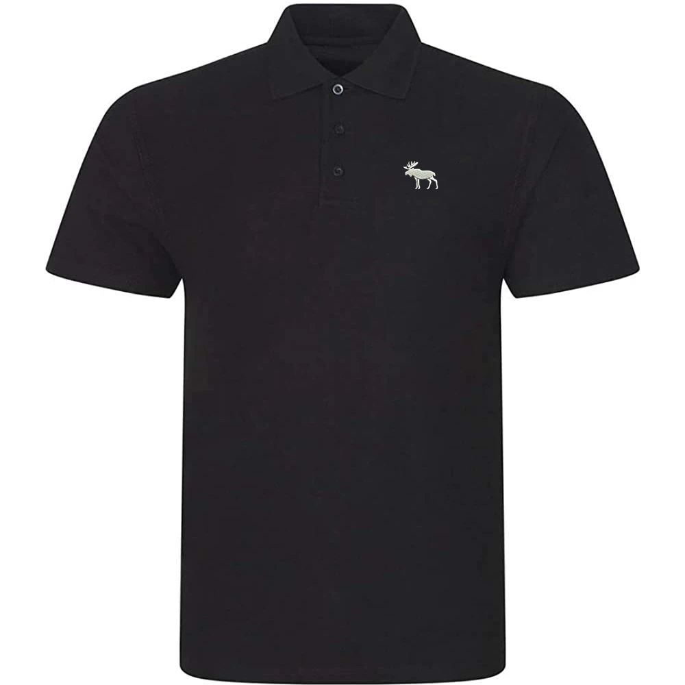 

Lyprerazy Men's Casual Polo Shirt Moose Silhouette Embroidered Short Sleeve Golf Polo-Shirt