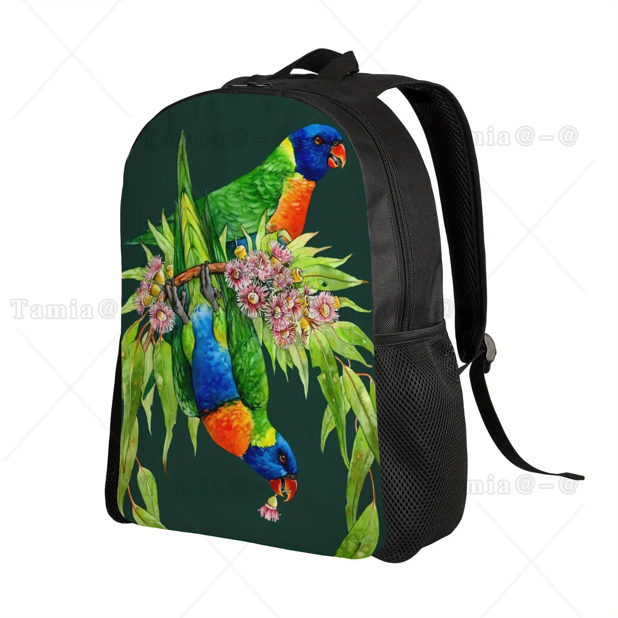 Watercolor Rainbow Lorikeet Parrot Vivid Watercolor Parrot Print Backpack, Nature Animal Fashion Backpack