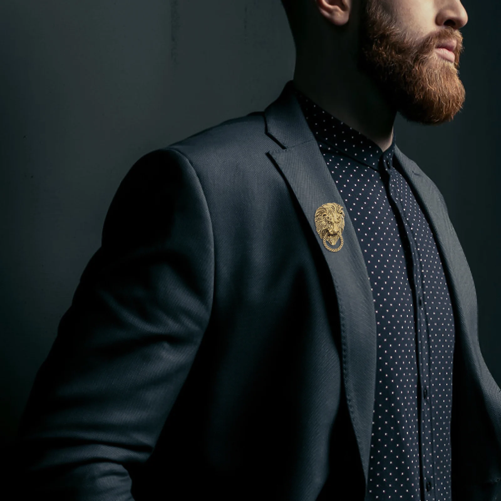 

Retro Lion Corsage Golden Brooch Men Pin Badge Clothing Decorative Alloy Collar Chic