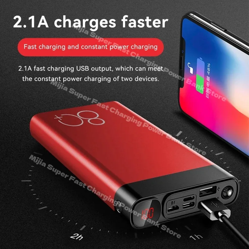 Xiaomi 50000mAh Big Capacity Power Bank  Power Bank With Strong Flashlight Portable Battery  Fast Charging For iPhone 17 Samsung