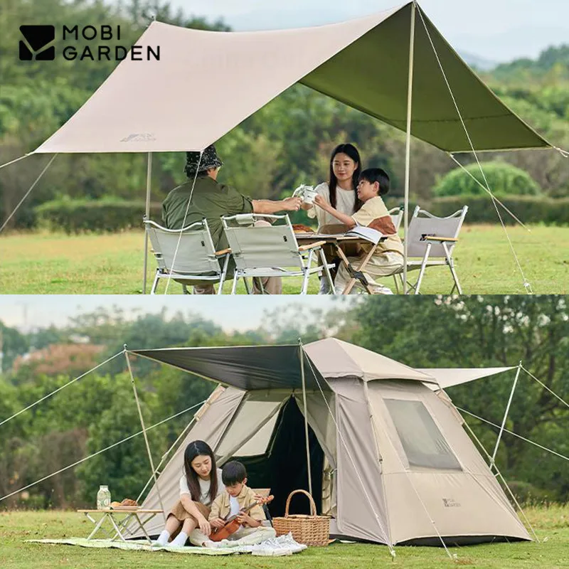 MOBI GARDEN Automatic Tent Vinyl Sunscreen Camping 3 In 1 Canopy Tent For 3-4 Persons Park Beach Fishing 5.76㎡ Zero Motion 155