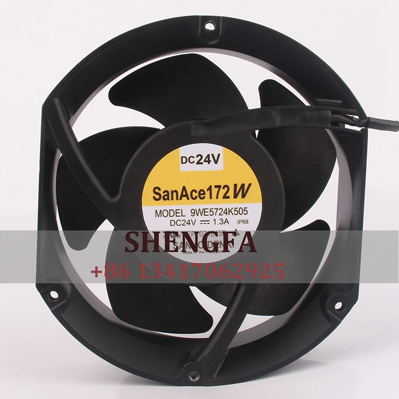 SANYO 9WE5724K505 Cooling Fan DC24V 1.3a 17251 17CM 175x150x50MM Inverter Waterproof Precision Double Ball Bearing Exhaust