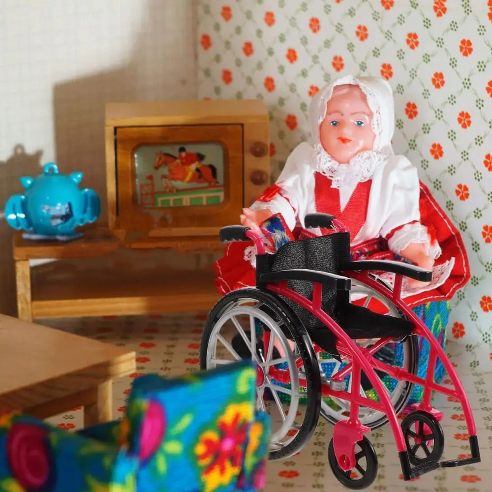 Accessoire pour maison de poupée, fauteuil roulant Miniature, bricolage, pliable, décor réaliste pour enfants, béquille, modèle de meubles