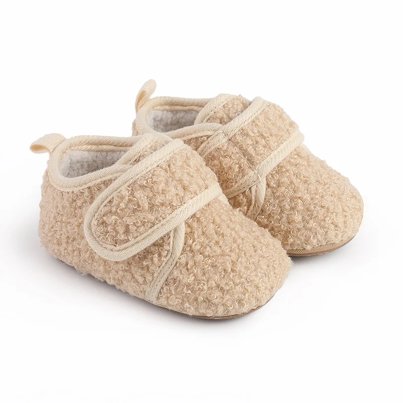 Autumn Winter Warm Baby Boots Infant Plush Soft Wool First Walkers Plush Thickened Shoes Newborn Anti-slip Footwear