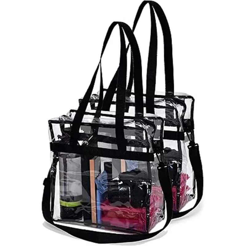 YLB1 Clear Tote Bag Stadium Approved - Handles, Shoulder Strap, Zipper Closure.