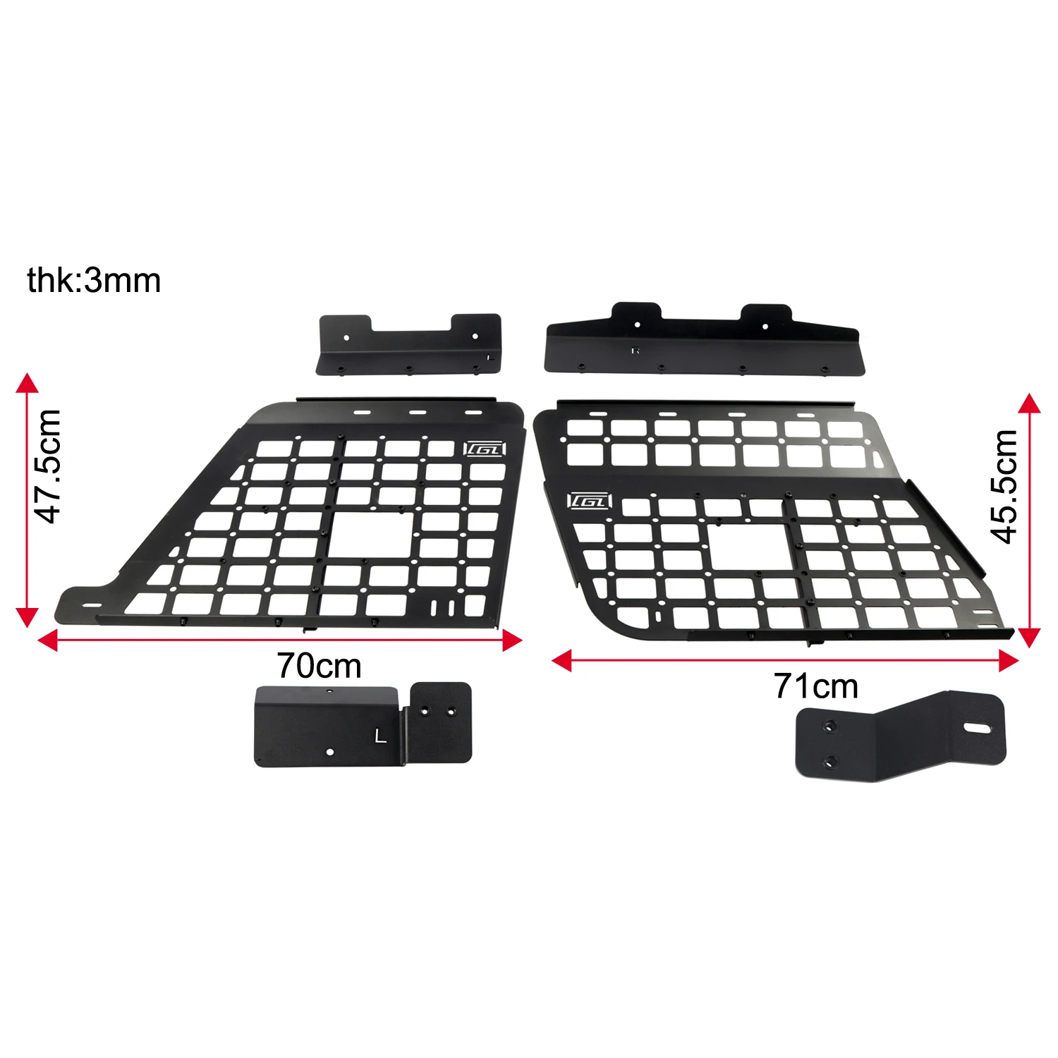 For Nissan Patrol Y61 5-door 1997-2016 Car Accessories Side Window Bracket Modification Storage Panel Rear Trunk Molle Panel