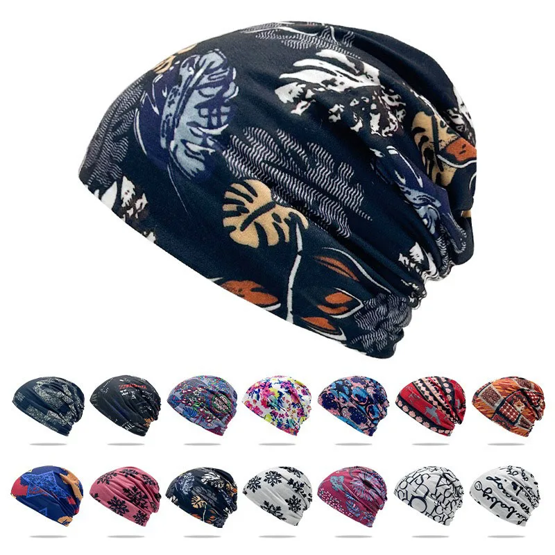 Women Multi-function Slouchy Beanie Hat Spring Summer Double Layer Breathable Windproof Neck Gaiter Twist Cap Baggy Beanie