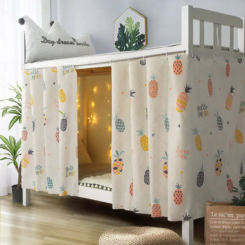 VIKAMA Student Dorm Bunk Curtain Under Upper Privacy Dustproof Blackout Shade Desk Surround Full Enclosure