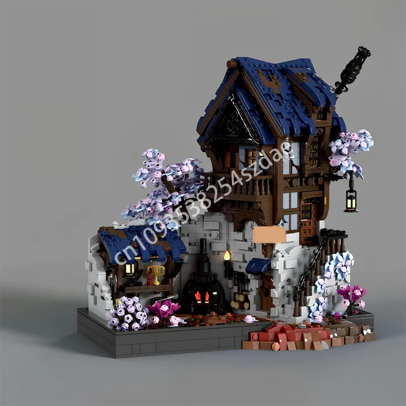 

2626 шт. MOC Blacksmith/Forge средневековый фэнтезийный дисплей серии замок строительные блоки для взрослых Рождественская игрушка подарок практические способности