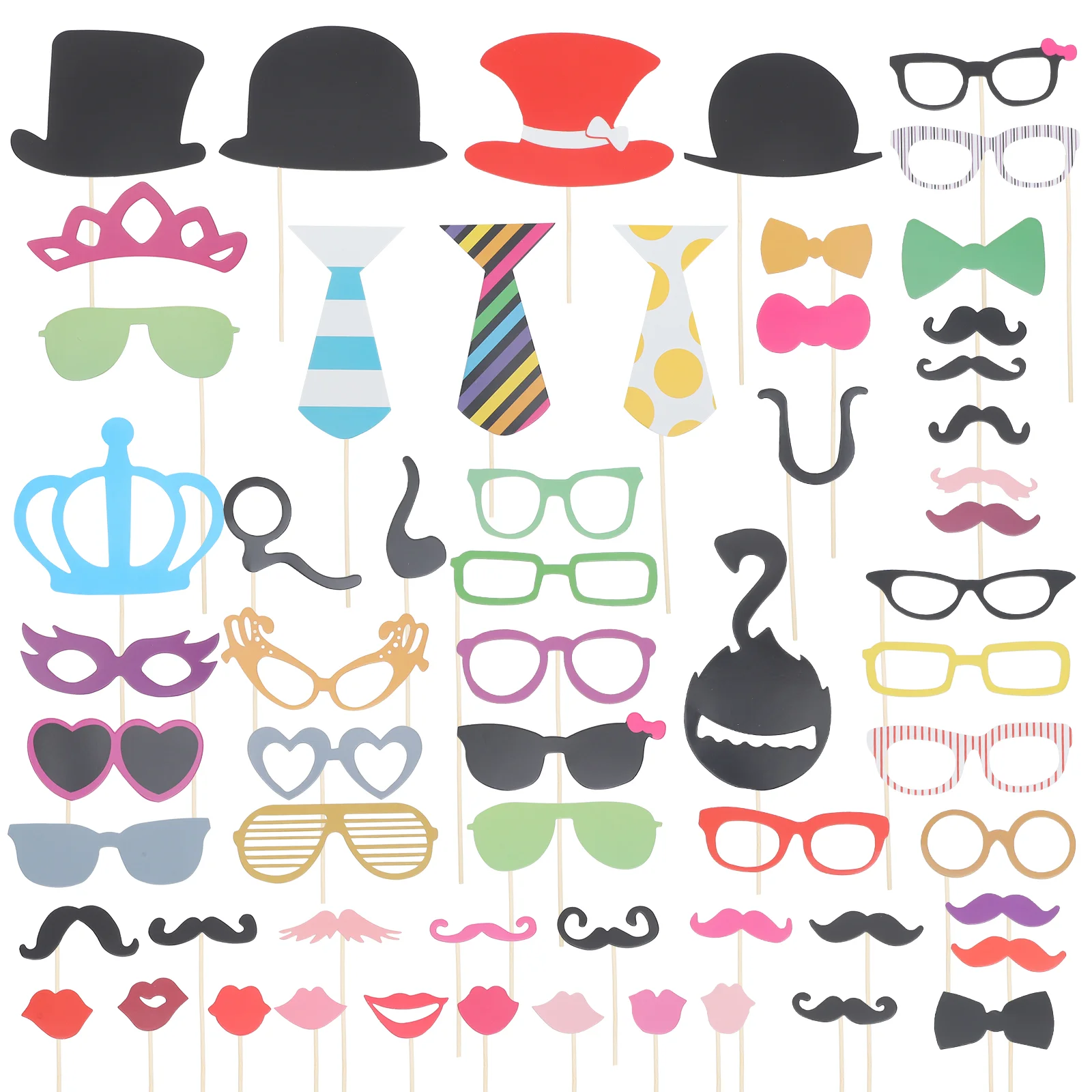 TINKSKY 60pcs Funny Photo Booth Props Mustache Mask for Wedding / Party / Christmas (Mixed Style) Wedding photo props