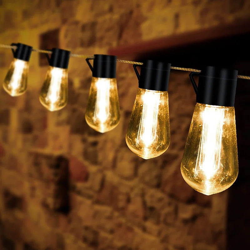 

LED Solar String Lights IP65 Waterproof Outdoor Christmas Decoration Edison Bulb Retro Holiday Garland Garden Vintage Fairy Lamp