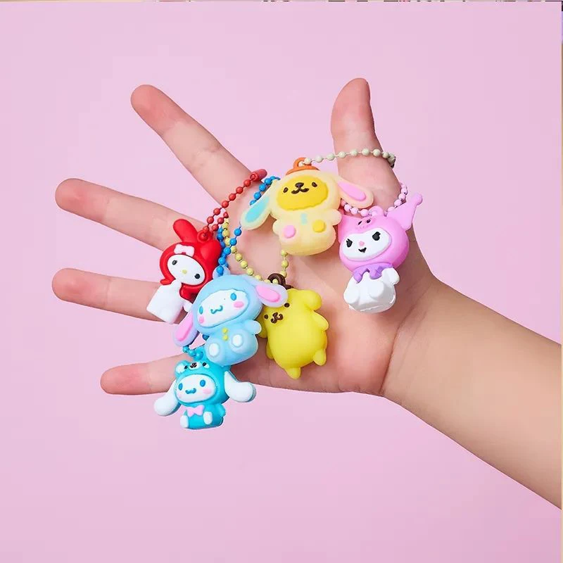 1 Doos Schattige Zachte Zelfklevende Sanrio Serie Dong Dong Le Sleutelhanger Cartoon Hanger Rugzak Auto Decoratie Tas Accessoires Cadeau Voor Kinderen